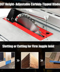 36T blade on 10 Inch Table Saw Electric Cutting Machine With Aluminum Tabletop And Woodworking Stand 15 Amp Motor Delivers 5000 RPM Heavy Duty Portable Saw For Precise Cuts And Guarded Safety.