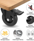 Heavy Duty 4 Inch Locking Swivel Caster Wheels Set Of Four Solid Rubber Furniture Cart Casters Loaded Up Without Breaking A Sweat Roll Like Butter 2200 Lbs Max Payload close up of caster wheel with double foot pedal brake and polyurethane material.