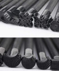 Close-up of 20 Piece Leather Stamping Tools Set With Various Shape Stamps For Saddle Making Carving And Craft DIY Projects Great For Beginners And Pros Durable Stainless Steel Craft Tools Ideal For Leather Hobbyists And Professionals Alike