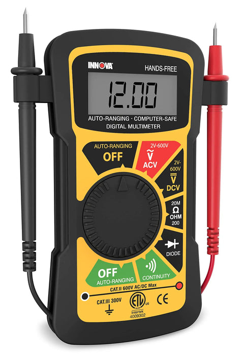 Hands Free Digital Multimeter For Auto And Home Troubleshooting, UL Certified, 10 Meg Ohm Circuitry To Protect Sensitive Electronics