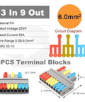 3 In 9 Out Quick Lever Push In Electrical Wire Terminal Block Five Pack For Surface Wiring And Inline Circuits