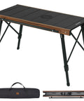 Height Adjustable IGT Camping Table With Detachable Edge Mount For Extra Storage, Foldable Portable Camp Table shown folded