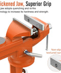 Beastly Table Vise With 3 Inch Jaw Opening And 360 Degree Swivel Base Bench Clamp for Any Workbench, thickened grip detail
