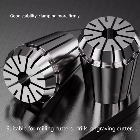 Two ER20 collet chucks made of spring steel on a reflective surface, showcasing precision tool holders for CNC lathes and mills.