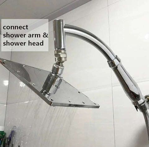 Shower Head Swivel Adapter Ball Joint With 30 Degree Range And 1 Inch Extension Adjustable Connector In Brushed Nickel Finish For Flexible Shower Head Angles And Easy Install installed between shower arm and shower head