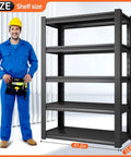 Beefy 5 Tier Garage Shelving Unit With 3000Lbs Capacity Adjustable Metal Storage Racks 48 Inches Wide 24 Deep 72 High For Industrial Warehouse Basement Organization, 72in tall black metal shelf