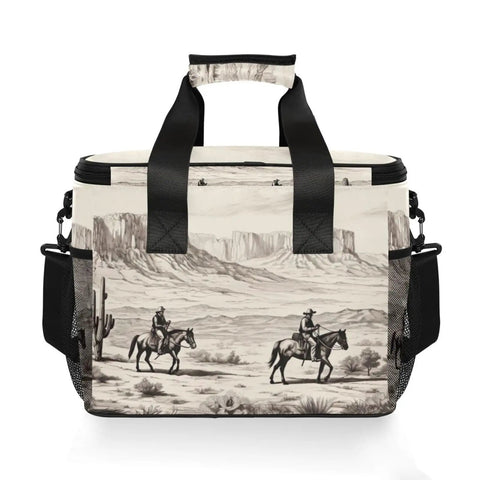 Desert Cowboys Insulated Lunch Bag With Shoulder Strap for Picnics Hikes Camping And Work On The Go 15L Capacity Reusable