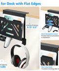 Under Desk Laptop Mount And Side Hanging File Organizer With No Drill Clamp On Cable Tray 2 Hooks, desk compatibility shown.