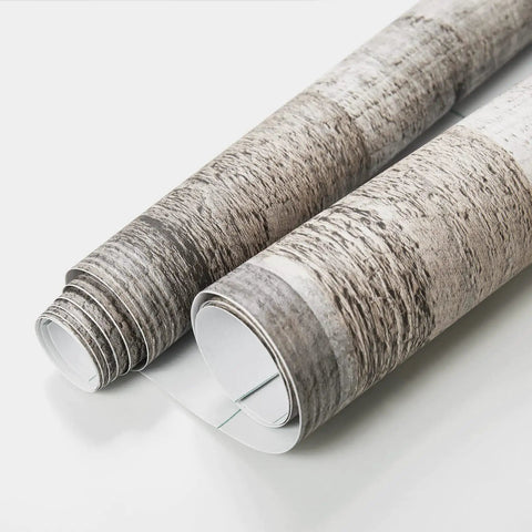 Two rolls of Natural Wood Grain Contact Paper Peel And Stick Wallpaper 17.3 Inch By 120 Inch Self Adhesive Removable Faux Wood Plank.
