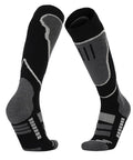 Winter Ski Socks For Men And Women Warm Thick Breathable Cold Weather Thermal Knee High Socks For Snowboarding And Hiking Stay Toasty All Day Ultra Warmth displayed in black and gray