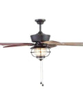 Merrimack II 52 Inch Matte Bronze LED Indoor And Outdoor Ceiling Fan With Light Kit Five Blade Seeded Glass Shade
