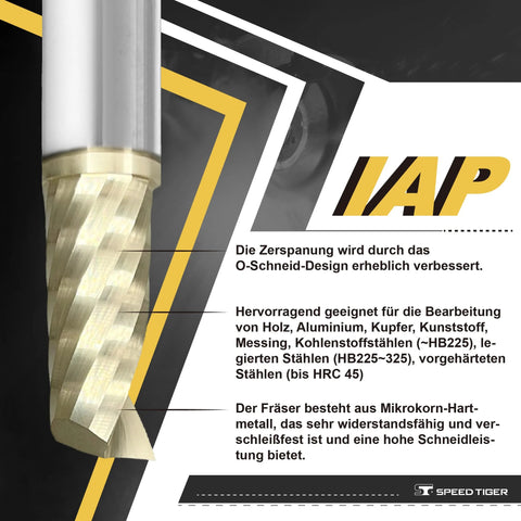 End mill, solid carbide CNC, 1/4 inch diameter, TiN-coated gold, Speed Tiger
