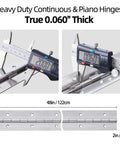 Built Like A Tank Stainless Steel Piano Hinge 48 Inches By 2 Inches Wide Continuous Gate Hardware measuring thickness with calipers.