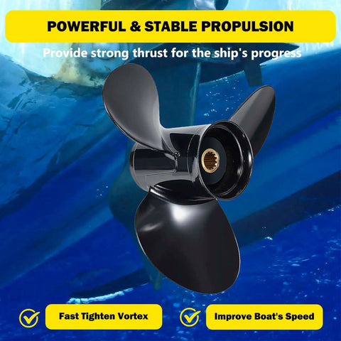 Right Hand Rotation 12.5 Inch Aluminum Outboard Propeller With 13 Pitch And 3 Blades 13 Spline Tooth Replacement OEM 763461