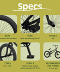 Specs of Dope Youth Freestyle BMX Bike With Pro Grade CrMo Cranks, 20 Inch Wheels, Removable Pegs And U Brake on display