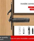 Two In One Invisible Connectors Set For Cabinets And Bookshelves White 100 Piece Durable Metal Hardware image showing connector use