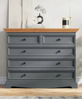 Gray dresser with Set Of 10 Matte Black Cabinet Knobs For Kitchen Cabinets And Dresser Drawers Slick Round Knurled Hardware Pulls.