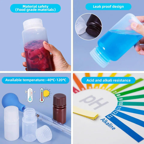 2 Oz Wide Mouth Lab Reagent Bottle Set Translucent HDPE Leak Proof Seal And Cap Durable Plastic Sample Bottle For Pills And Water Secure Storage For Lab Or Home Use 5 Pack