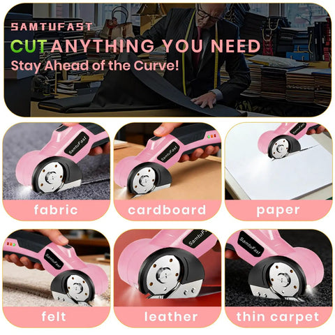 SamtuFast Cordless Electric Scissors, Lightweight Rotary Box Cutter With Ergonomic Non-Slip Grip For Cardboard Opening, cutting various materials.