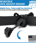 Close-up of rubber pull tab on two point rifle sling with quick detach swivels and HK hook soft shoulder pad tactical gun sling.
