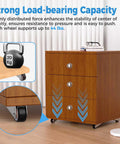 1 Inch Silent Rubber Fixed Caster Wheels Side Mount Non Swivel Castors For Wooden Furniture Cabinets Underbed Drawers And DIY Projects Easy Glide Durable Metal Frame With Screws Four Pack shown installed on a wooden cabinet, supporting 44 lbs.