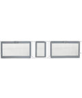 Custom Fit Walk-Thru Extra Wide Baby Gate For Openings 65 To 141 Inches, 30-Inch Tall, Hardware Mounted, grey front view