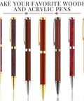 Slimline Pen Kit Set 30 Wood Turning Twist Pen Kits with refills in assorted designs shown upright