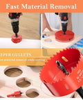 Three And Three Quarters Inch Bi Metal Hole Saw Drill Bits Kit with Arbor and Pilot Bit cutting wood and PVC pipe