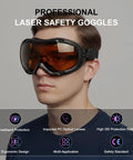 Person wearing Laser Safety Goggles OD5Plus Eye Protection For 190 To 540 Nm And 800 To 1700 Nm, demonstrating ergonomic design.