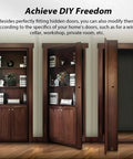 Sneaky Secure Secret Book Latch Kit For Seamless Hidden Door Hideaway Setup With No Fuss Easy Installation And Slick Discreet Privacy Lock Compatible With Custom Bookshelf Walls shown in a home setting with open and closed bookcase doors.