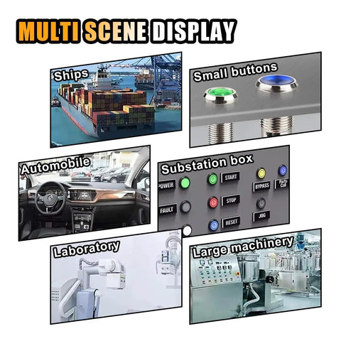 Multi scene display with applications for 5 Piece 6MM One Quarter Inch LED Indicator Light Kit in ships, automobiles, and machinery