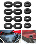 12 Pack Side Cover Grommets Kit For CG125 Rubber Grommet Set Replacement For Your Ride Classic Motorcycle Side Covers Durable Rubber Seals For CB100K CL100S SL100K XL100 CB125S CT125 TL125 XL125 CB200K CB200T And More. Black rubber motorcycle side cover grommets, 12-pack, shown installed on classic Honda panels