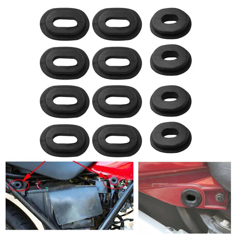 12 Pack Side Cover Grommets Kit For CG125 Rubber Grommet Set Replacement For Your Ride Classic Motorcycle Side Covers Durable Rubber Seals For CB100K CL100S SL100K XL100 CB125S CT125 TL125 XL125 CB200K CB200T And More. Black rubber motorcycle side cover grommets, 12-pack, shown installed on classic Honda panels