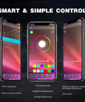 RGB LED Rock Lights Kit With 4 Pods Underglow Neon Lights Bluetooth App Control Music Mode And Flashing Wheel Well Lighting app interface