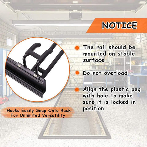 Notice for 24 Inch Wall Mounted Ski Rack With 10 Storage Attachments Holds Up To 300lbs Heavy Duty Powder Coated Steel instructions