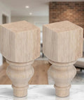 Solid Wood Round Sofa Legs 5.9 Inches Unfinished Bun Feet With Hardware Replacement Couch Feet For Benches Coffee Tables