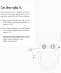 Diagram showing installation measurements for FreshSpa Thinline Precision Bidet Attachment For Toilet Seats With Adjustable Water Pressure.