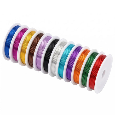 24 Gauge Jewelry Wire Set For Beading, Tarnish Resistant Craft Wire 0.5mm In 12 Dope Colors, Colored Iron Beading Thread For Wrapping, DIY Supplies Kit With 20M Per Roll, 12 Rolls, Total 240M, 12 color spools