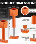 Heavy Duty Screw Jack Posts Level Floors Like A Boss With Rock Solid 24000 Lb Capacity Adjustable 4X4 House Foundation Supports dimensions showing steel construction.