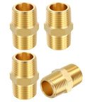 4 Pack Brass Pipe Fittings One Quarter Inch NPT Male To One Quarter Inch NPT Male Brass Hex Nipple Adapter Reducer