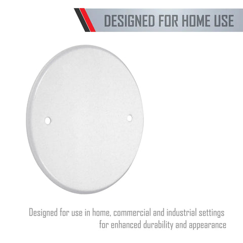 5 Inch Round Blank Plate With 4 Inch Box Mount White Textured Finish For Standard Electrical Boxes Paintable Beefy Metal Construction