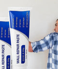Man using DIY Drywall Patch Kit For Quick Wall Hole Fix With Spackle And Spatula, Easy Plaster Repair To Banished Dents, 1 Pack