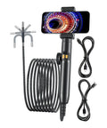 Get Into Those Tricky Tight Spaces With This Versatile Compact Borescope Camera Featuring Bi Directional Rotation Light And Clear Real Time Imaging Plus IP67 Waterproof Rating For Tough Industrial Inspections And Diagnostics, showing flexible 6mm camera with smartphone and cables.