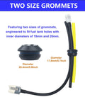 Two size grommets from 2 Pack Repower Fuel Line Kit For Trimmers And Brushcutters With Plug And Play Tank Grommets, Fuel Filter, And Vent