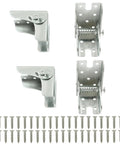 4 Pack Built Like A Tank Folding Table Leg Brackets With Dead Simple Self Locking Hinges Rust Resistant Zinc Iron Hardware supports up to 265 lbs with screws.