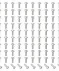 Rock Solid Top Shelf 100 Pack M3 X 0.5mm Pitch 10mm Length 304 Stainless Steel Button Head Socket Cap Screws arranged in rows.