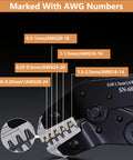 6 In 1 Wire Crimping Tool For Non-Insulated Open Barrel Terminals, AWG 28-16 Crimper Pliers with labeled AWG sizes