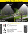 Solar Flood Light Outdoor Lamp Dusk To Dawn LED Street Light With Motion Sensor And Remote Control, brightness changes