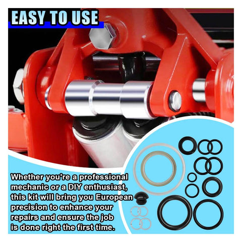 Close-up of 15 Piece 3 Ton Floor Jack Seal Repair Kit DIY Friendly For Horizontal Jacks Complete Hydraulic Oil Seal And O Ring Set