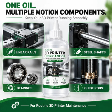 Premium 3D Printer Lubricant For Linear Rails And Steel Shafts Keeps Your Setup Glidin Sweet With Heavy Duty Silicone Blend in a 150mL bottle.